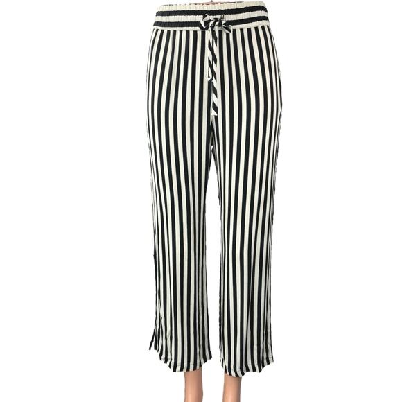 Reformation Pants - Reformation Women's Black White Striped High Rise Cropped Casual Pants Size S